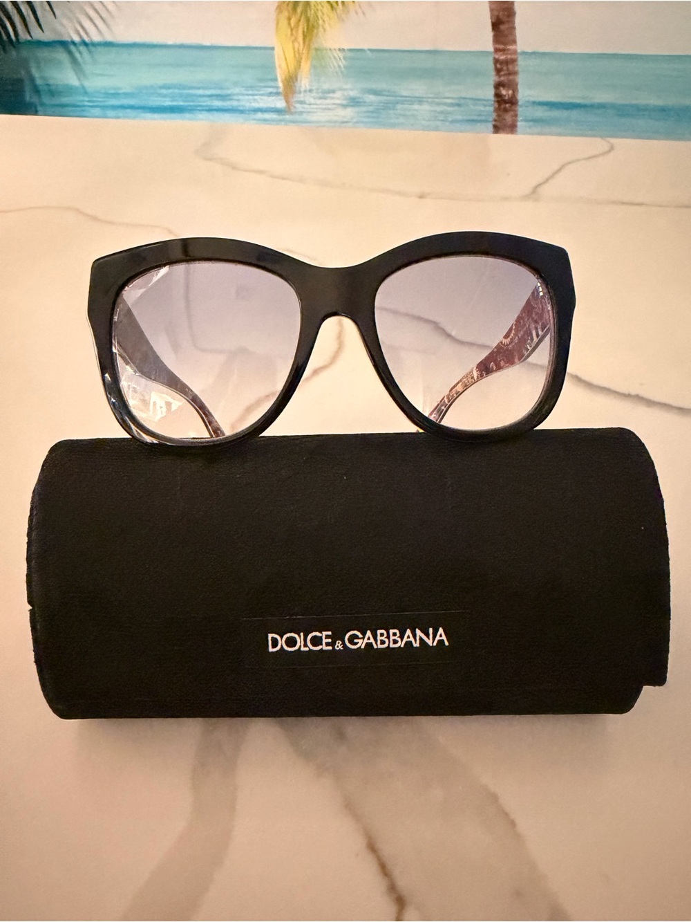 Dolce & Gabbana Black Cat-Eye Sunglasses with Gradient Lenses